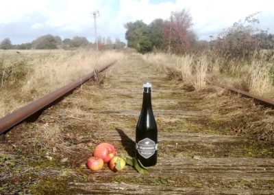 Æblecider med æbler på de gamle jernbaneskinner i Tommerup